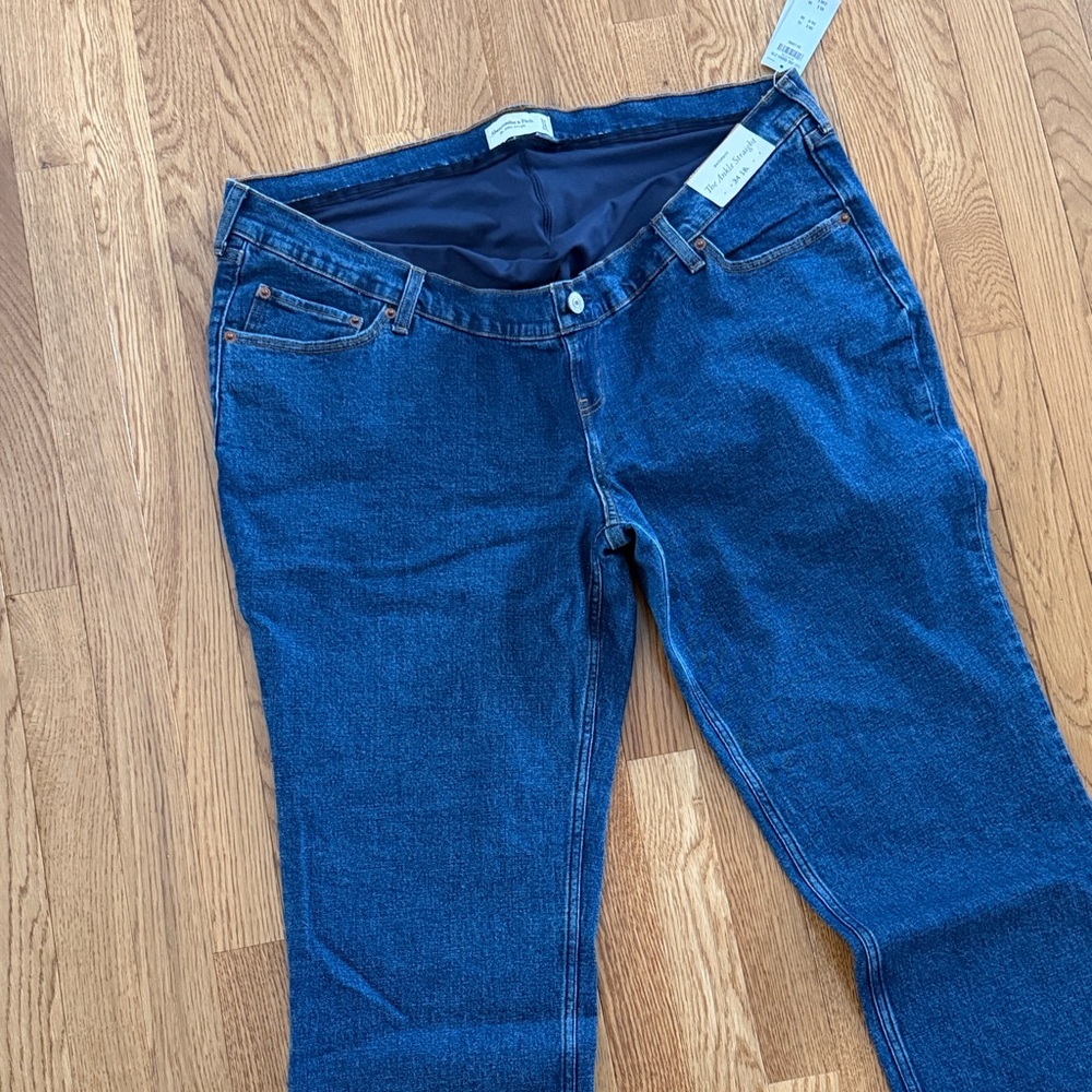 Abercrombie & Fitch Women's Maternity Straight Leg Jeans - Deep Blue